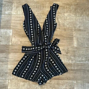 Wishlist apparel navy blue V-neck shorts, romper